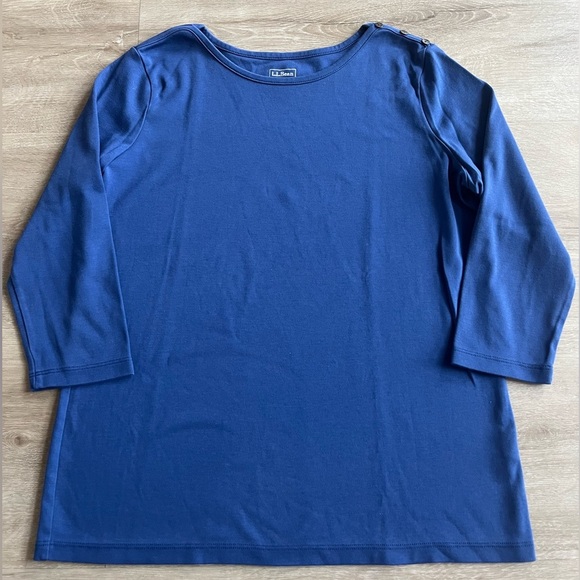 L.L. Bean Blue 3/4 Sleeve Shirt 100% Supima Cotton SZ S - Picture 1 of 7